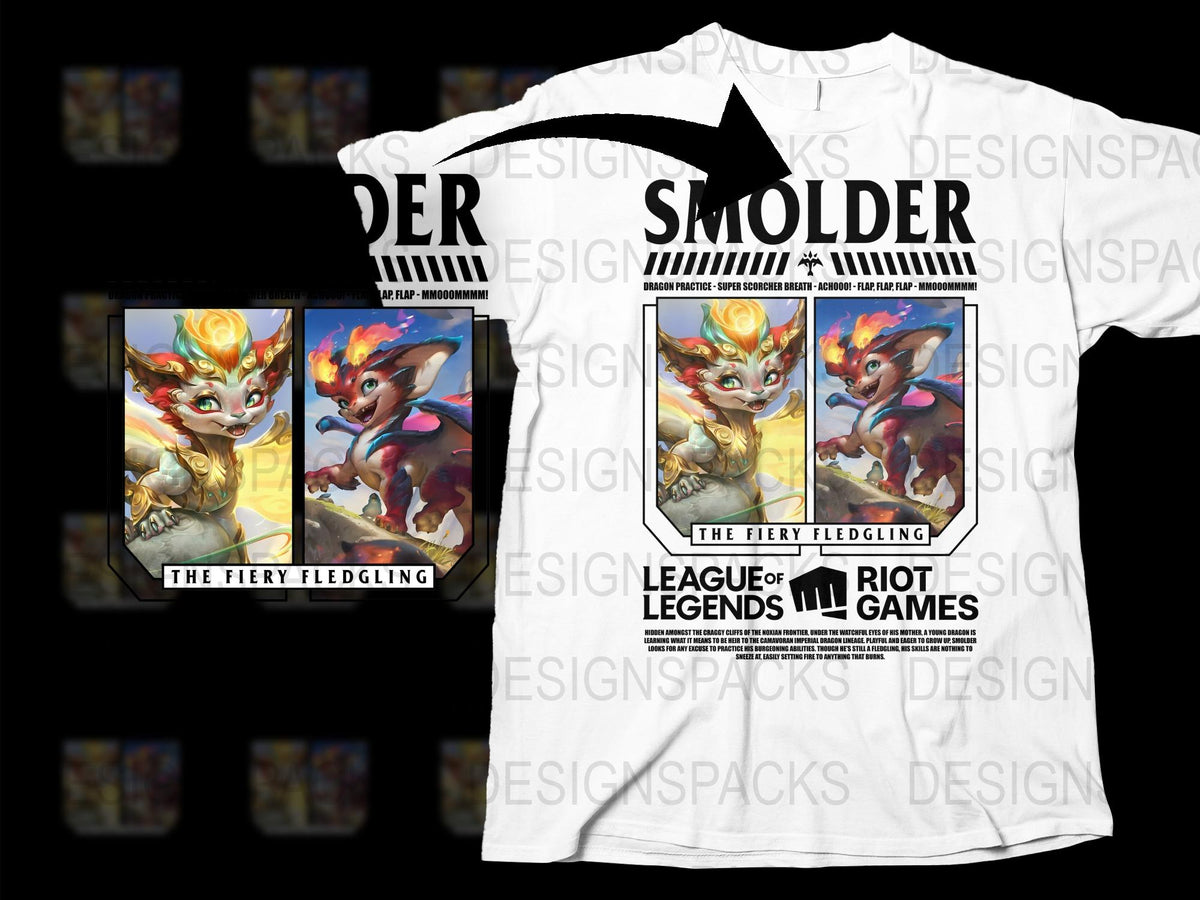 League of Legends Smolder T-Shirt, Fiery Fledgling Design, Graphic Tee, Riot Games Merchandise