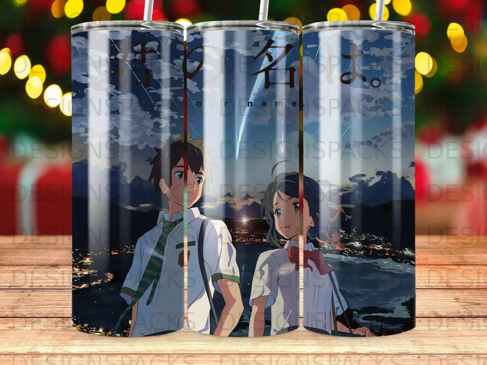 Anime Couple Taki Mitsuha Night Sky City Tumbler product type