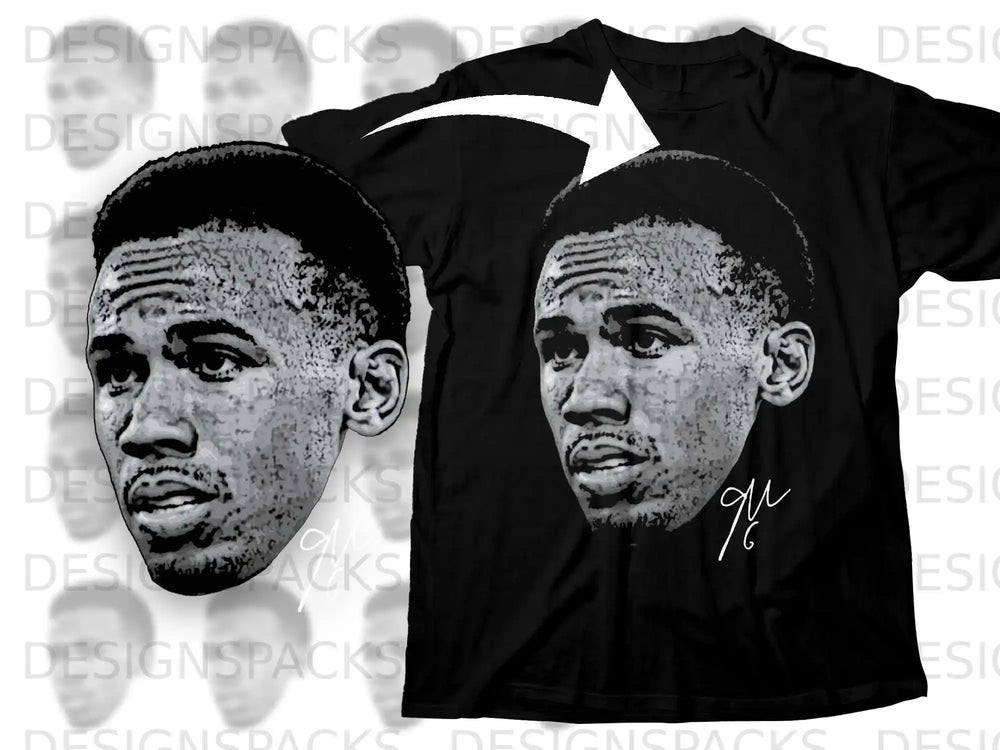 Detailed Black and White Artistic Face Design Shirt