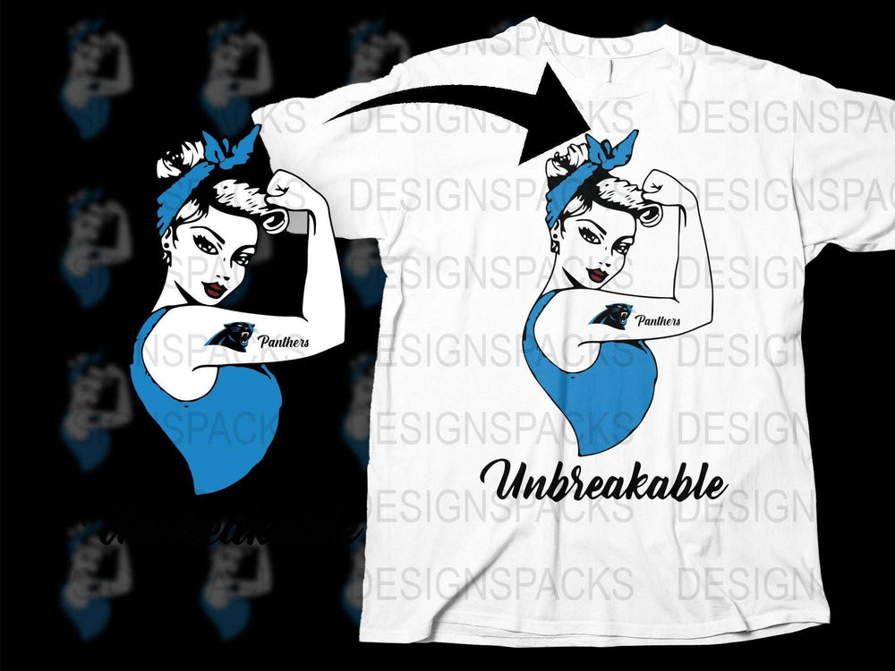 Unbreakable Retro Pinup Girl T-Shirt, Vintage Inspired Graphic Tee, Bold Blue and Black Design