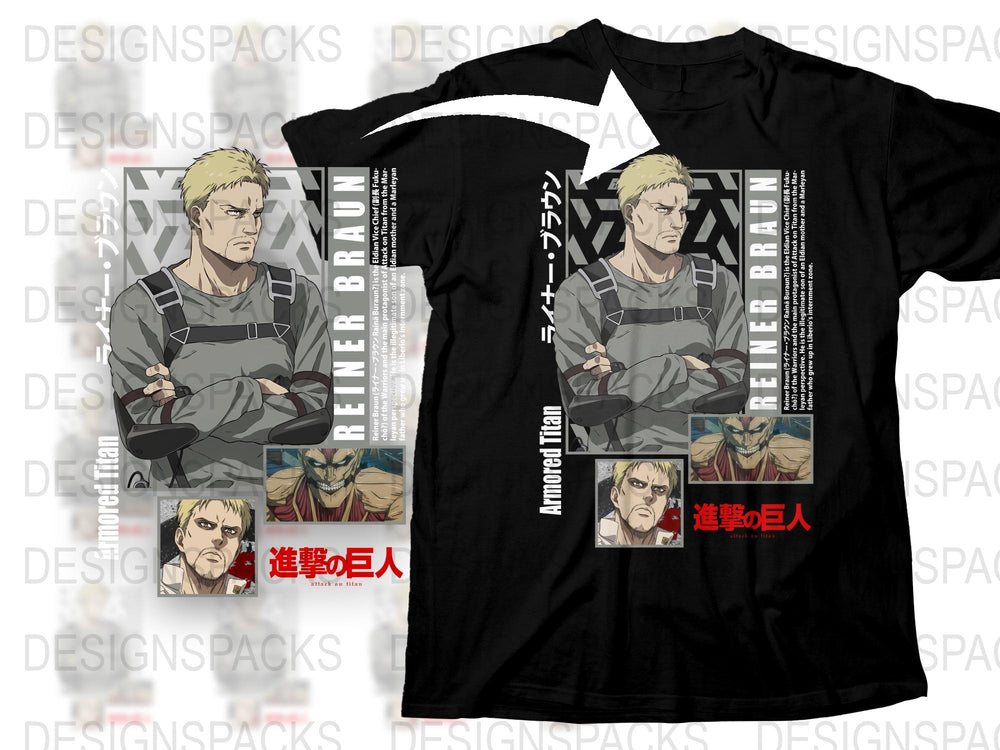 Anime Graphic T-Shirt, Reiner Braun Design, Casual Cotton Tee, Unisex Apparel, Fan Gift Idea, Cool Streetwear Style