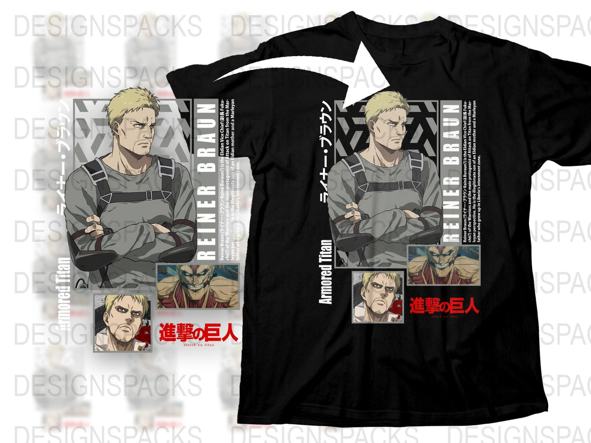 Anime Graphic T-Shirt, Reiner Braun Design, Casual Cotton Tee, Unisex Apparel, Fan Gift Idea, Cool Streetwear Style