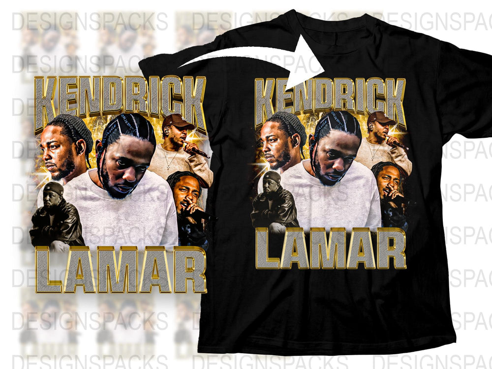 Kendrick Lamar Graphic T-Shirt, Hip Hop Artist Tee, Music Fan Apparel, Urban Style Clothing, Black and Gold Shirt