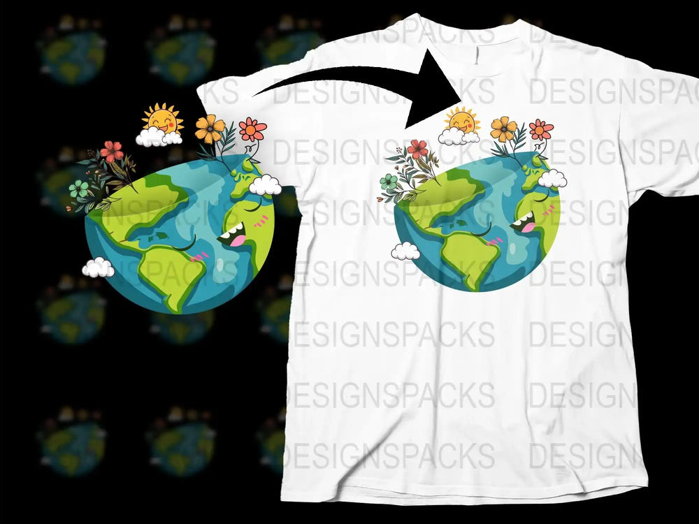 Eco-Friendly Earth T-Shirt, Floral World Map Design, Unisex Global Tee, Environmental Awareness Apparel
