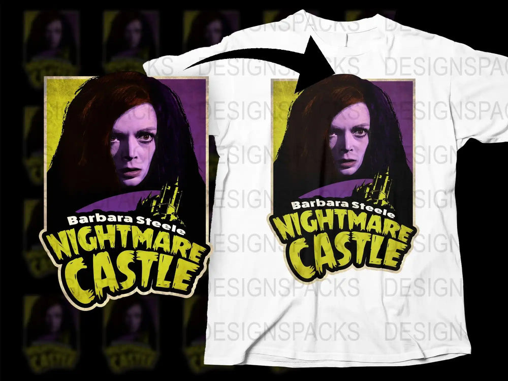 Barbara Steele Nightmare Castle Movie Poster T-Shirt, Vintage Horror Film Tee, Unique Graphic Design Shirt, Collectible Fan Apparel