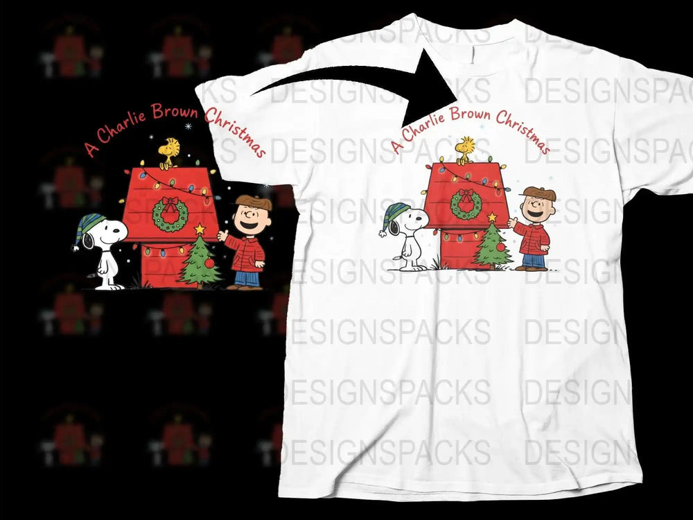 Peanuts Christmas T-Shirt, Charlie Brown and Snoopy Holiday Tee, Unisex Kids and Adult Sizes Available