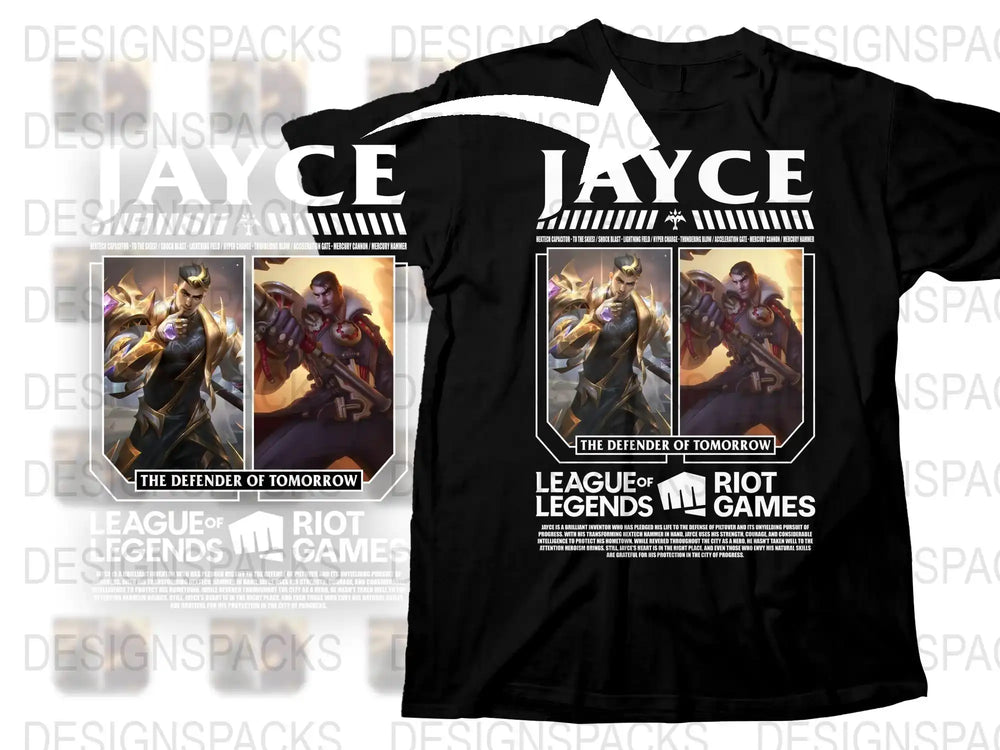 League of Legends Jayce T-Shirt, Defender of Tomorrow Graphic Tee, Gamer Clothing, Unisex Black Shirt