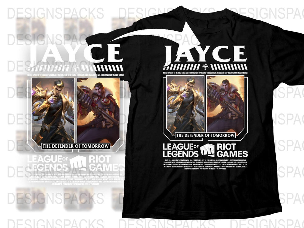 League of Legends Jayce T-Shirt, Defender of Tomorrow Graphic Tee, Gamer Clothing, Unisex Black Shirt