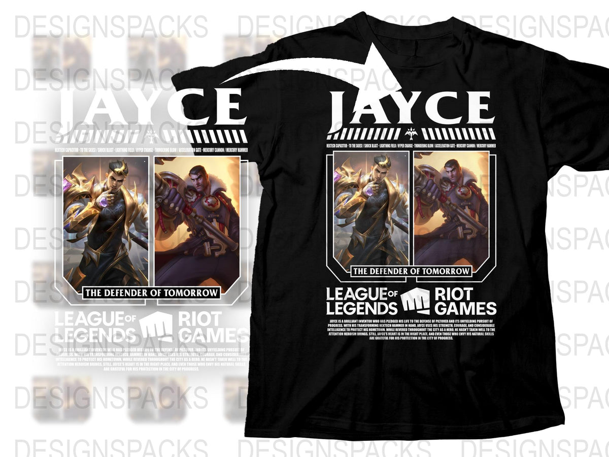 League of Legends Jayce T-Shirt, Defender of Tomorrow Graphic Tee, Gamer Clothing, Unisex Black Shirt