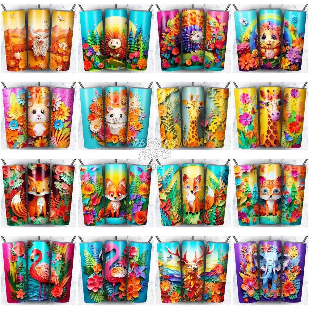 99 Animals Paper Art Tumbler Wrap Bundle Jpg