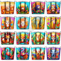 Load image into Gallery viewer, 99 Animals Paper Art Tumbler Wrap Bundle Jpg
