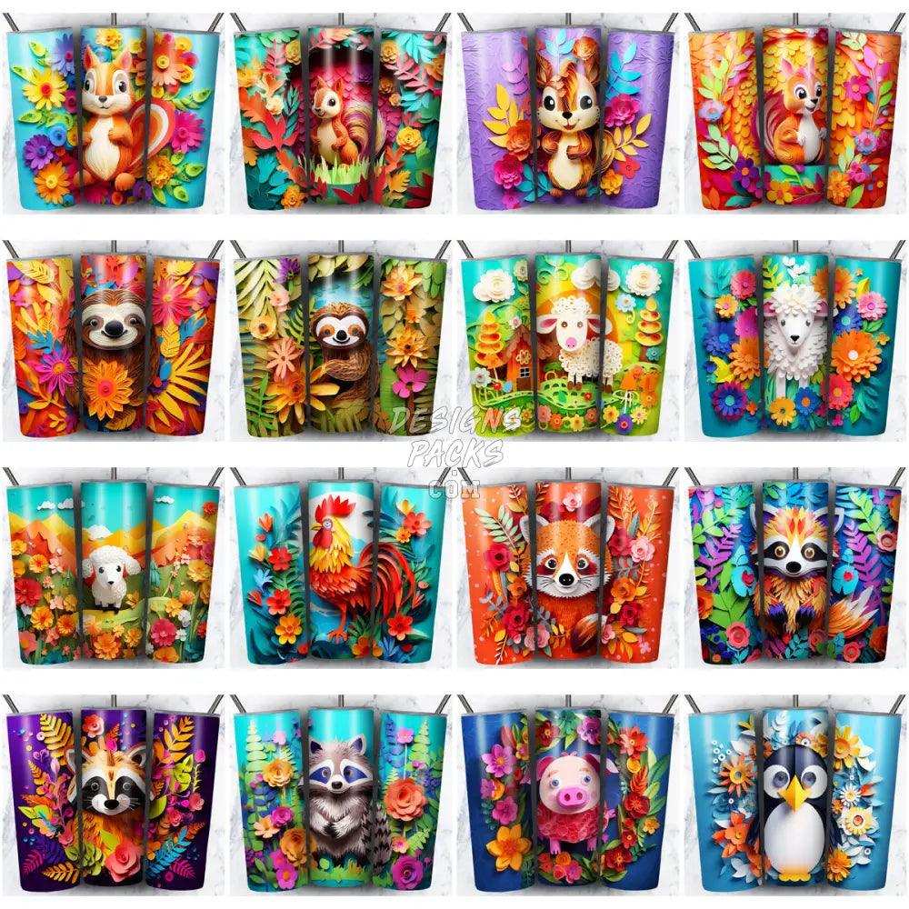 99 Animals Paper Art Tumbler Wrap Bundle Jpg