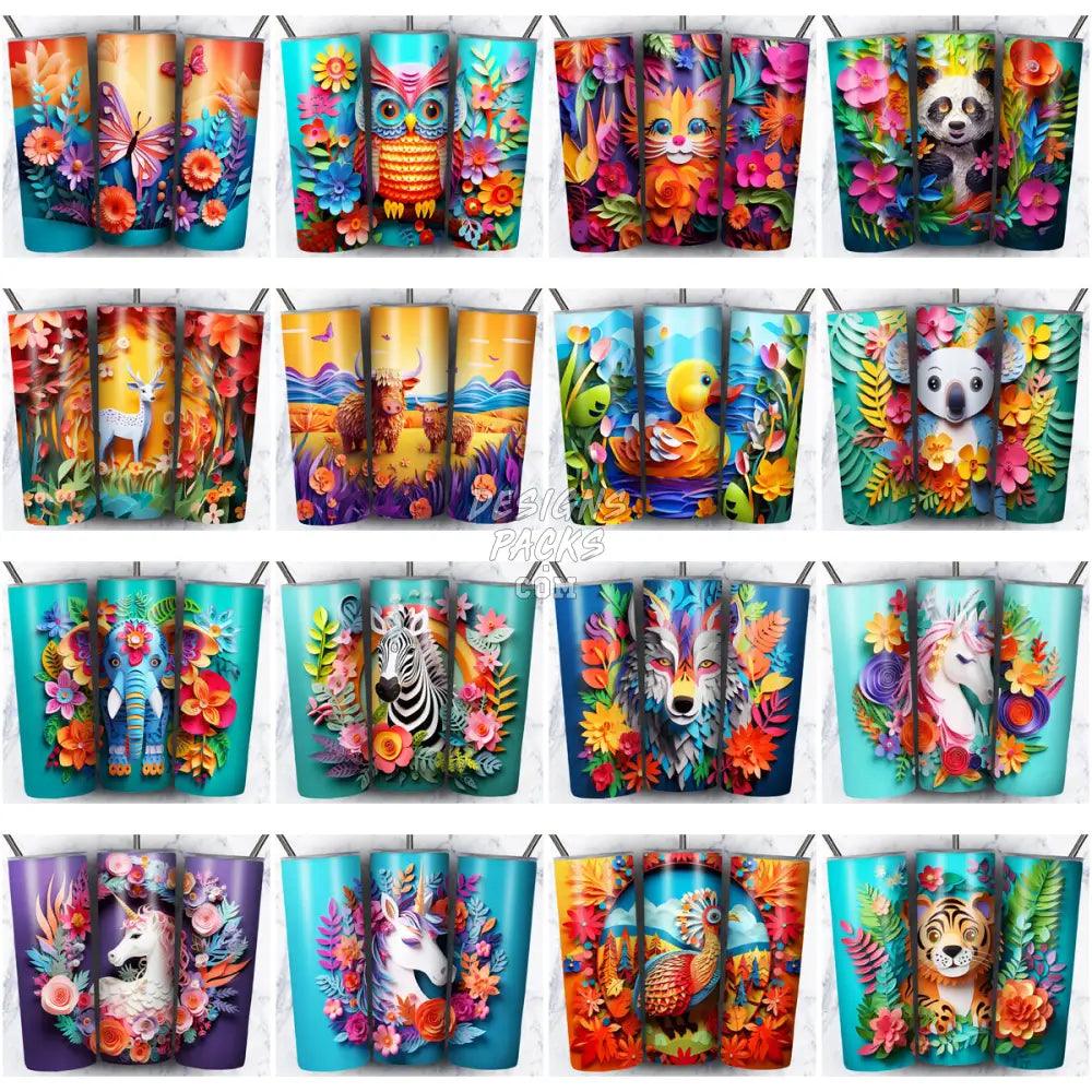 99 Animals Paper Art Tumbler Wrap Bundle Jpg