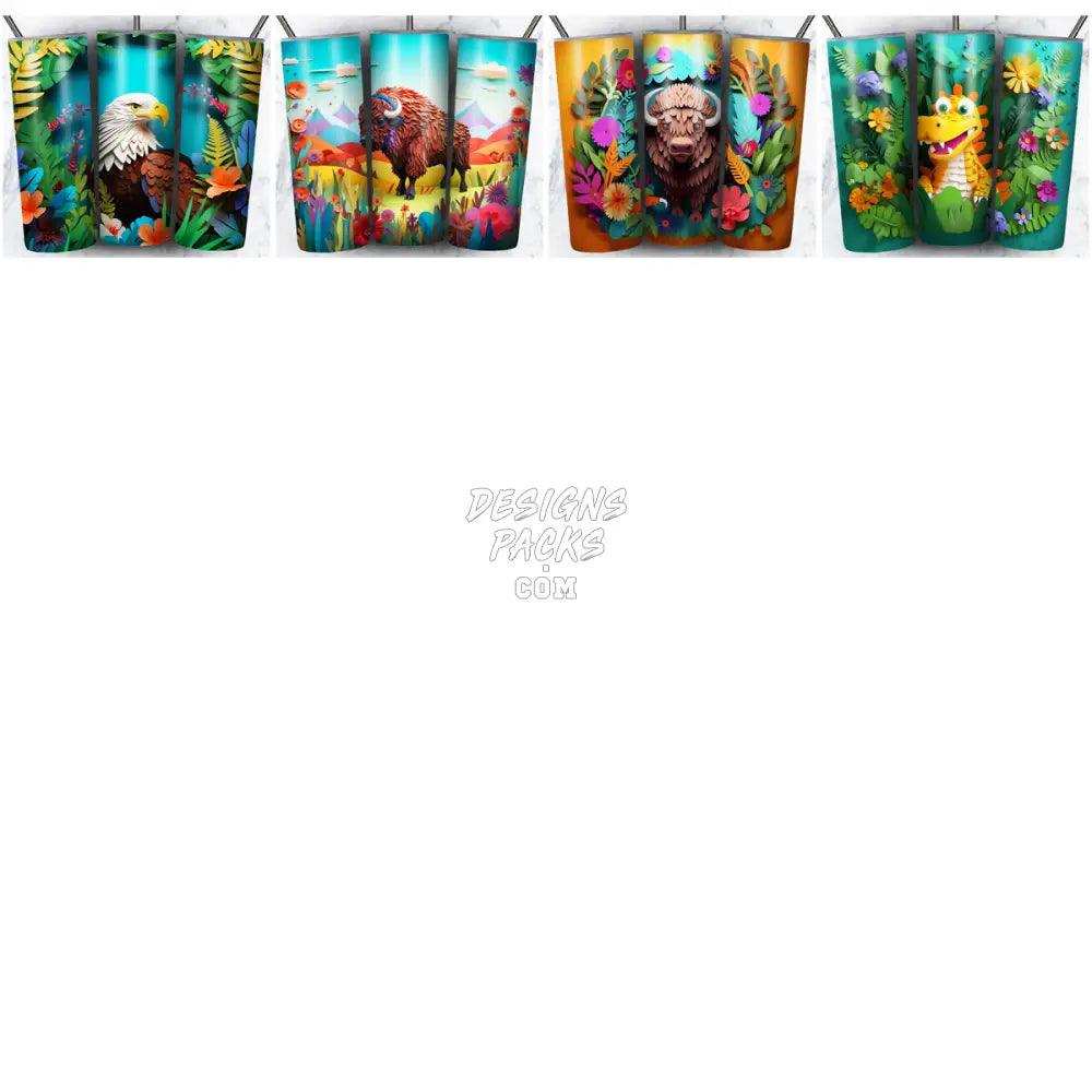 99 Animals Paper Art Tumbler Wrap Bundle Jpg