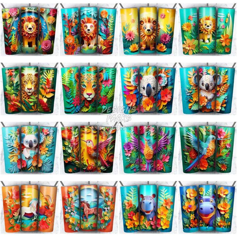 99 Animals Paper Art Tumbler Wrap Bundle Jpg