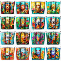 Load image into Gallery viewer, 99 Animals Paper Art Tumbler Wrap Bundle Jpg

