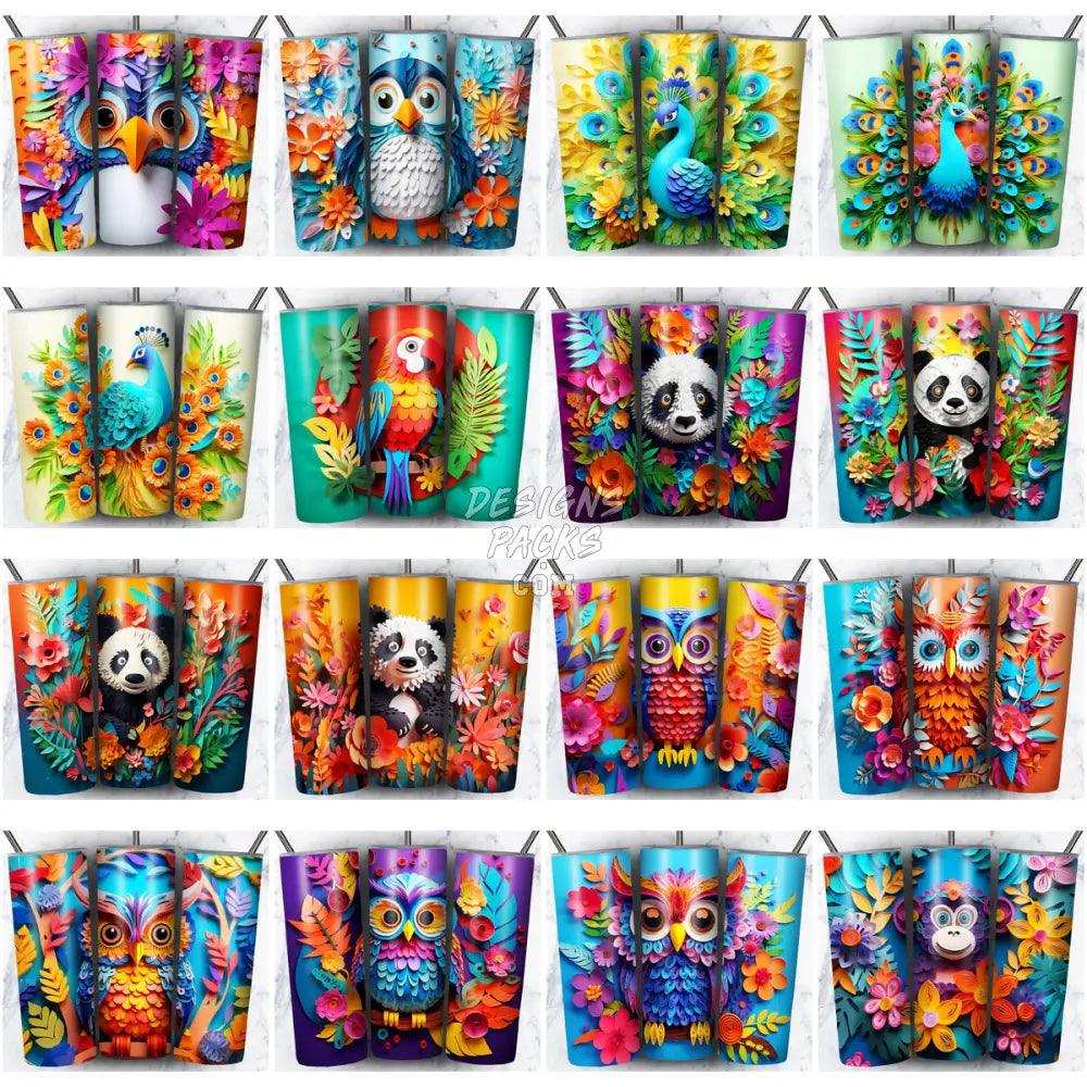99 Animals Paper Art Tumbler Wrap Bundle Jpg