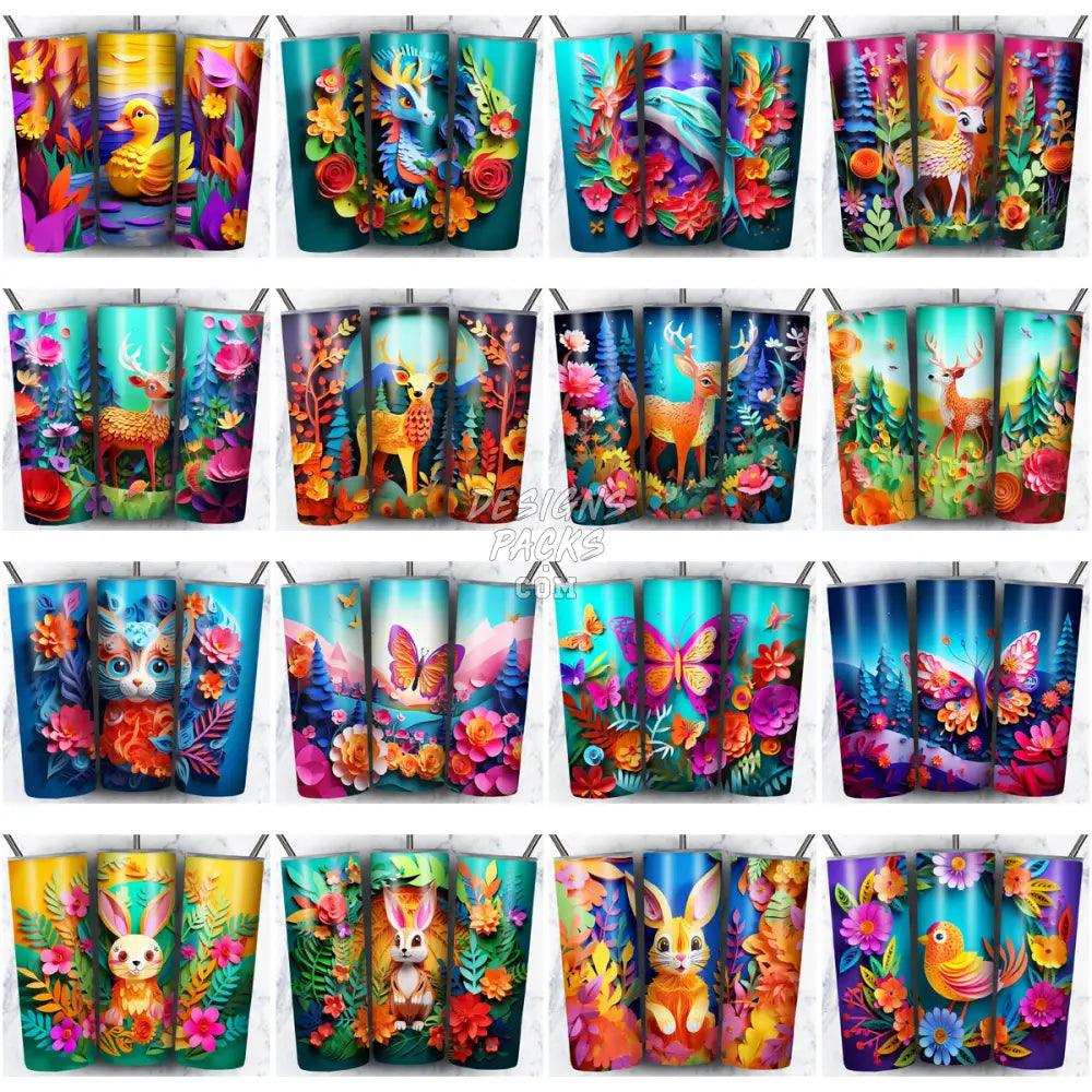99 Animals Paper Art Tumbler Wrap Bundle Jpg
