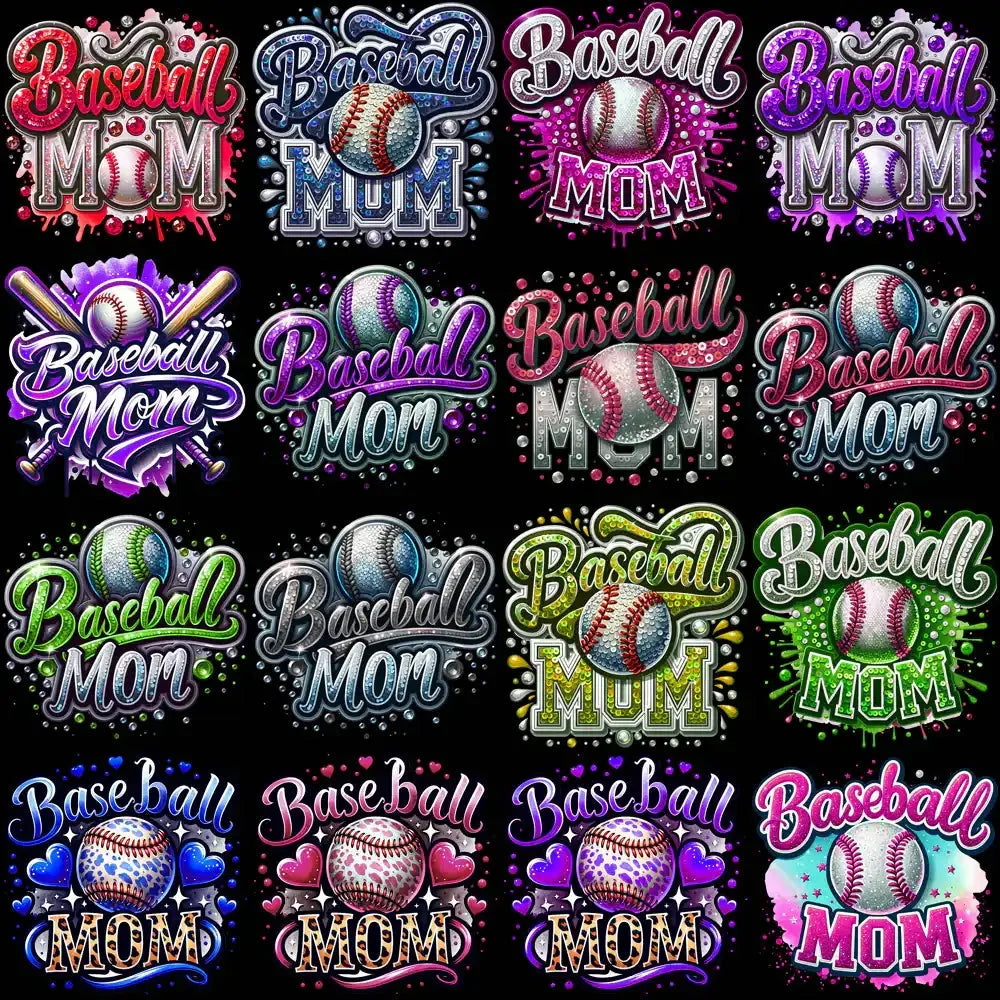 99 Baseball Mom Colorful Designs Bundle PNG