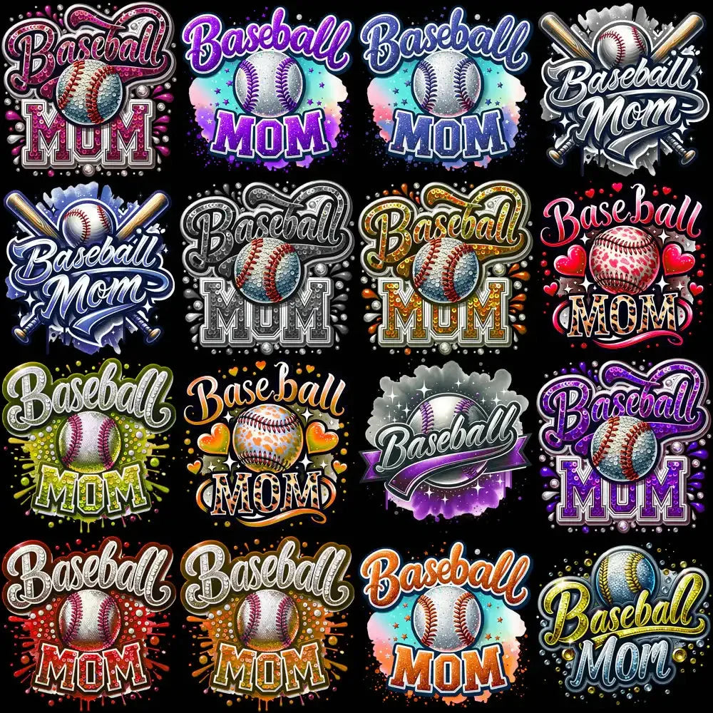 99 Baseball Mom Colorful Designs Bundle PNG