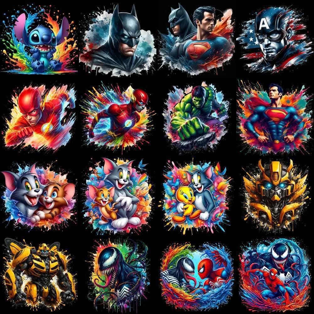 99 Cartoon Popculture Color Drip Designs Bundle PNG