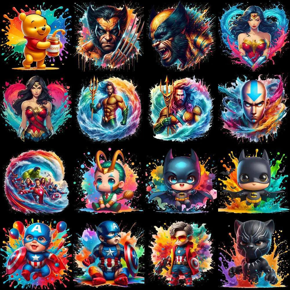 99 Cartoon Popculture Color Drip Designs Bundle PNG
