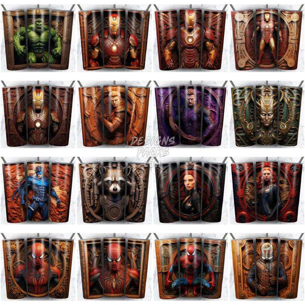 99 Engraved Superheroes Tumbler Wrap Bundle Jpg