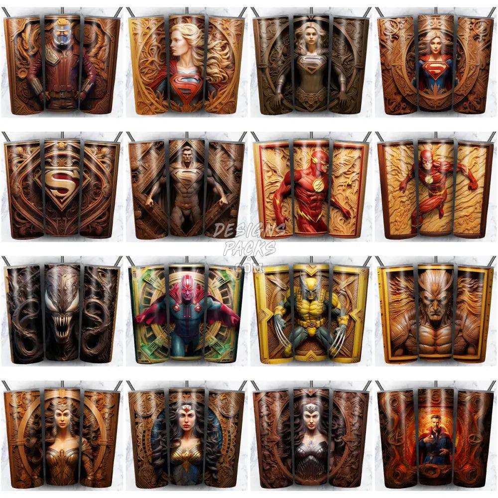 99 Engraved Superheroes Tumbler Wrap Bundle Jpg