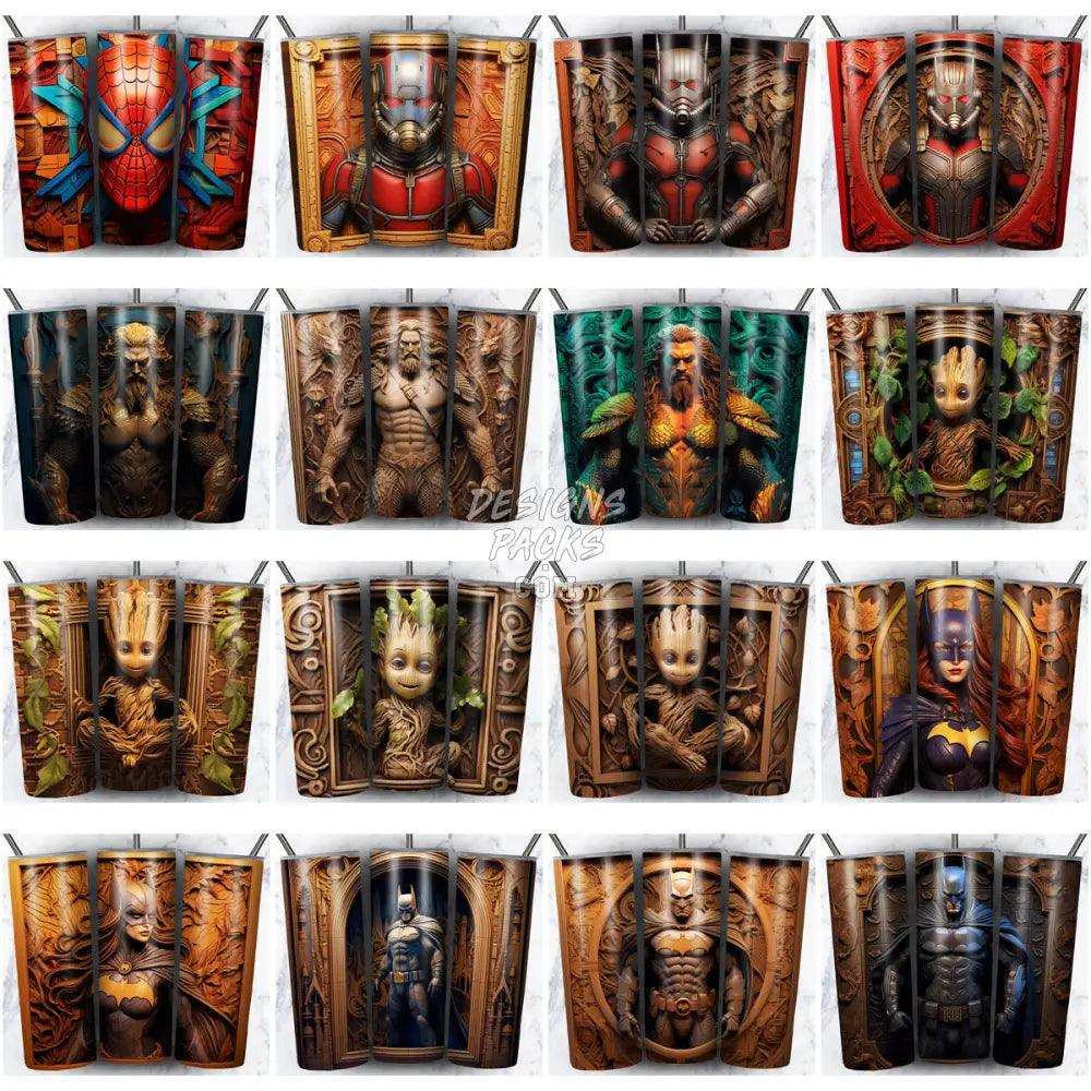 99 Engraved Superheroes Tumbler Wrap Bundle Jpg