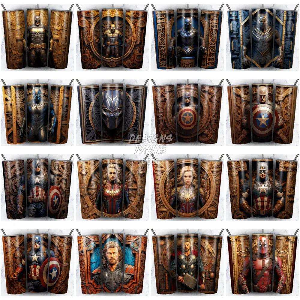 99 Engraved Superheroes Tumbler Wrap Bundle Jpg