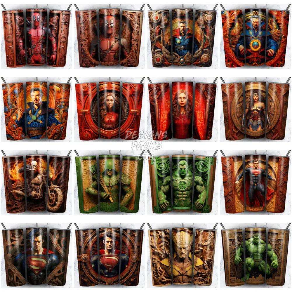 99 Engraved Superheroes Tumbler Wrap Bundle Jpg