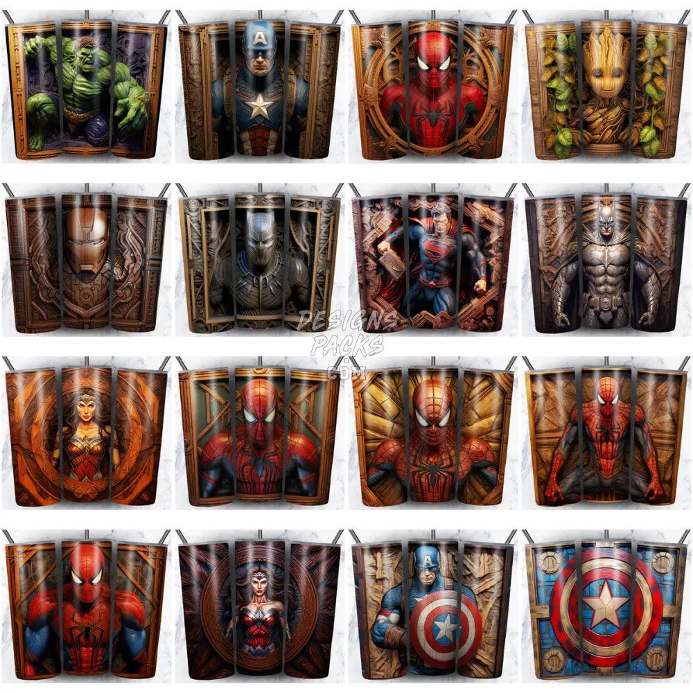 99 Engraved Superheroes Tumbler Wrap Bundle Jpg