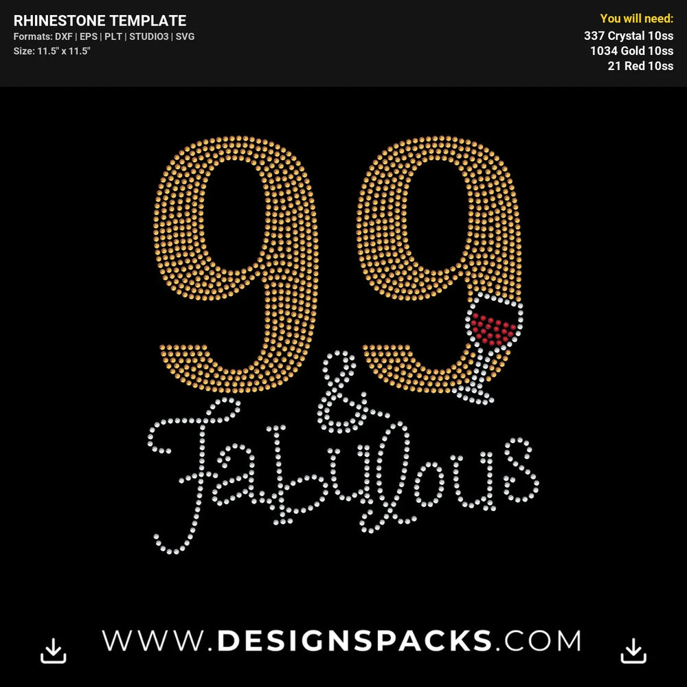 99 Fabulous Wine Glass Rhinestone Digital Template