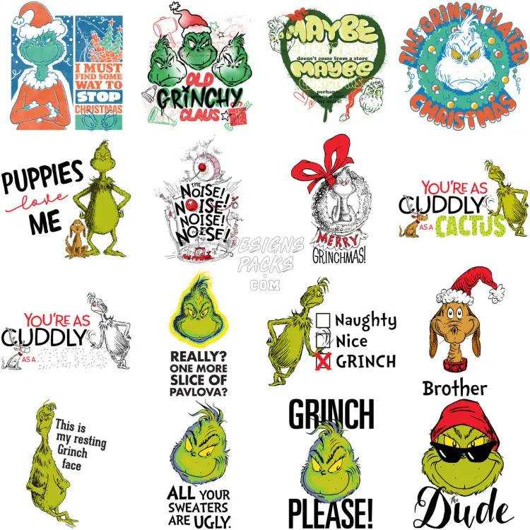 99 Grinch Cartoon Christmas Designs Bundle Png