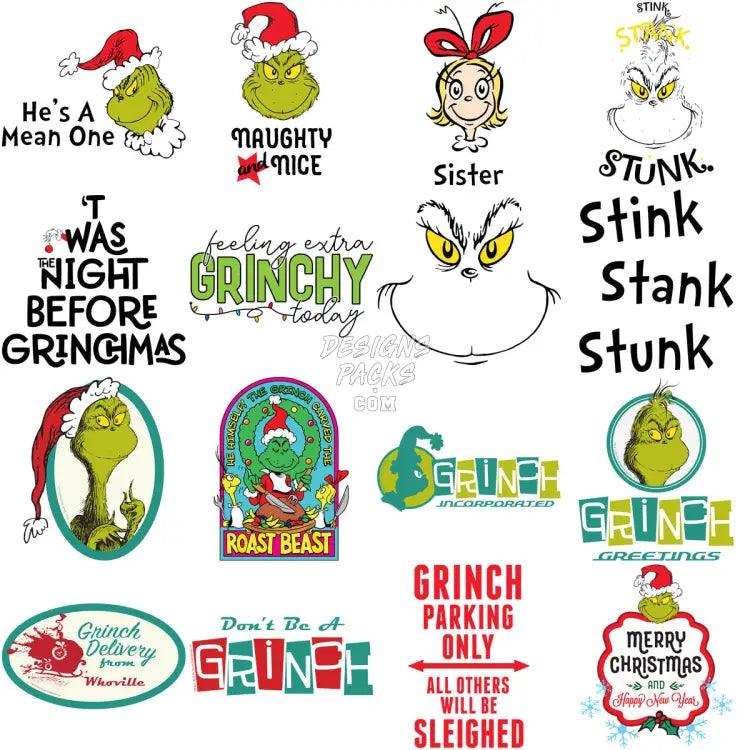 99 Grinch Cartoon Christmas Designs Bundle Png