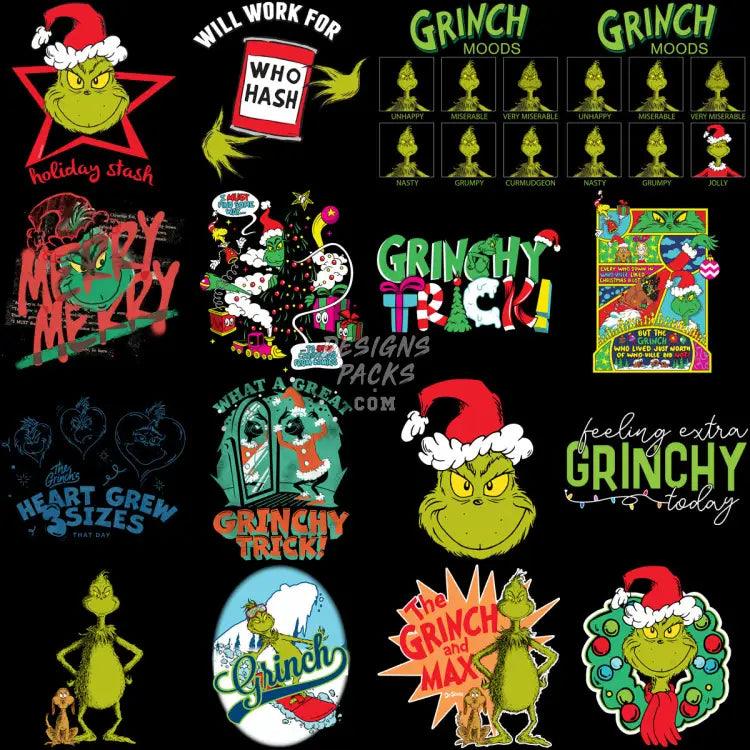 99 Grinch Cartoon Christmas Designs Bundle Png