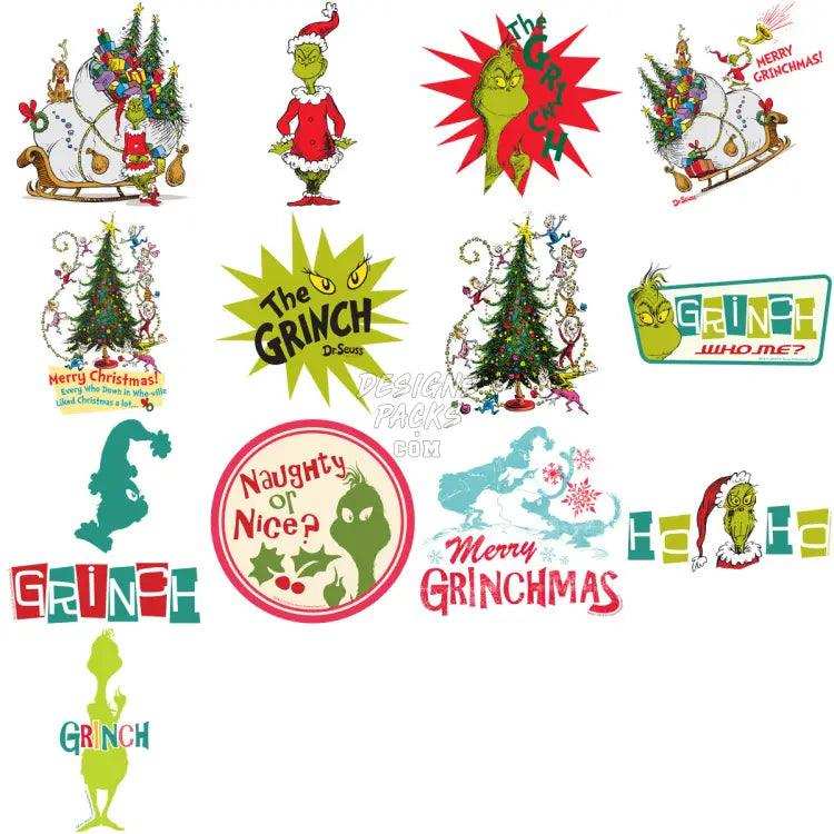 99 Grinch Cartoon Christmas Designs Bundle Png