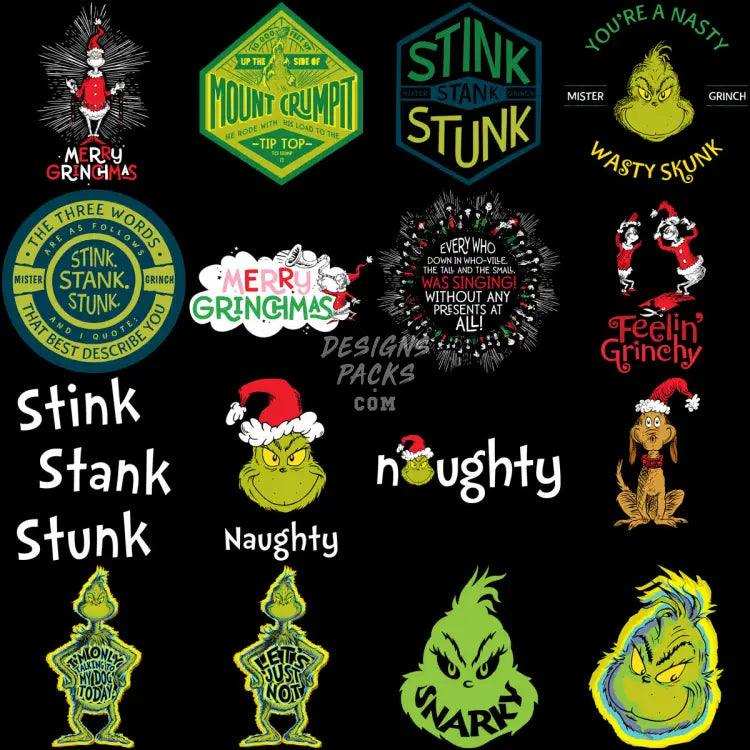 99 Grinch Cartoon Christmas Designs Bundle Png