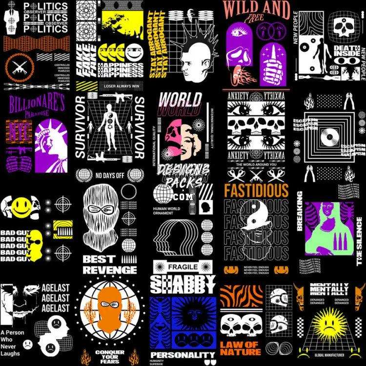 99 Mixed Streetwear Designs Bundle Png Svg Eps