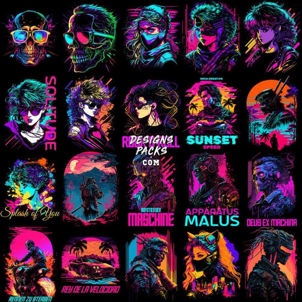 99 Neo Retro Future Streetwear Designs Bundle Png + Eps
