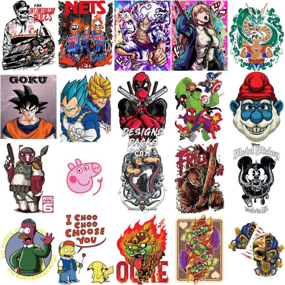 99 Pop Culture Mixed Designs Bundle Png