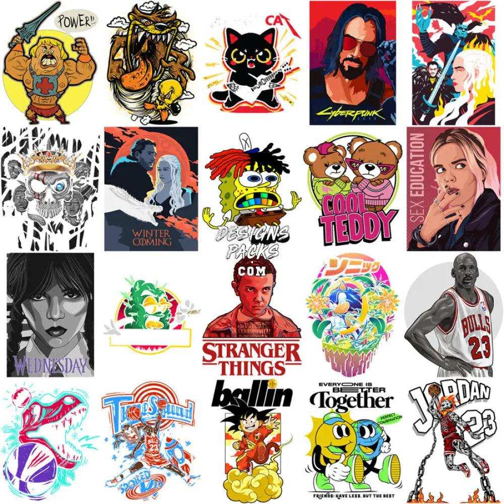 99 Pop Culture Mixed Designs Bundle Png