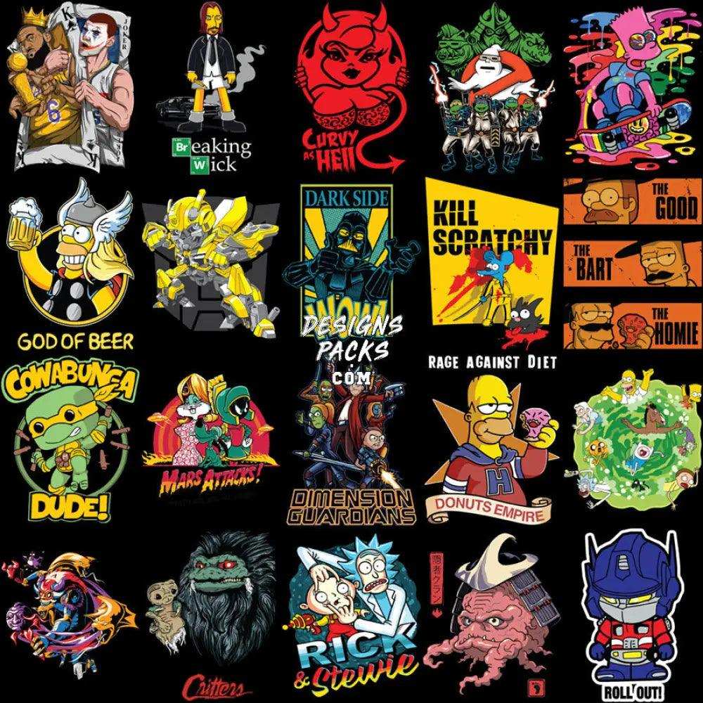99 Pop Culture Mixed Designs Bundle Png