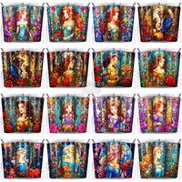 Load image into Gallery viewer, 99 Princesses Stained Glass Cartoon Tumbler Wrap Bundle Jpg

