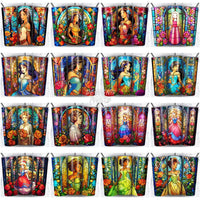 Load image into Gallery viewer, 99 Princesses Stained Glass Cartoon Tumbler Wrap Bundle Jpg
