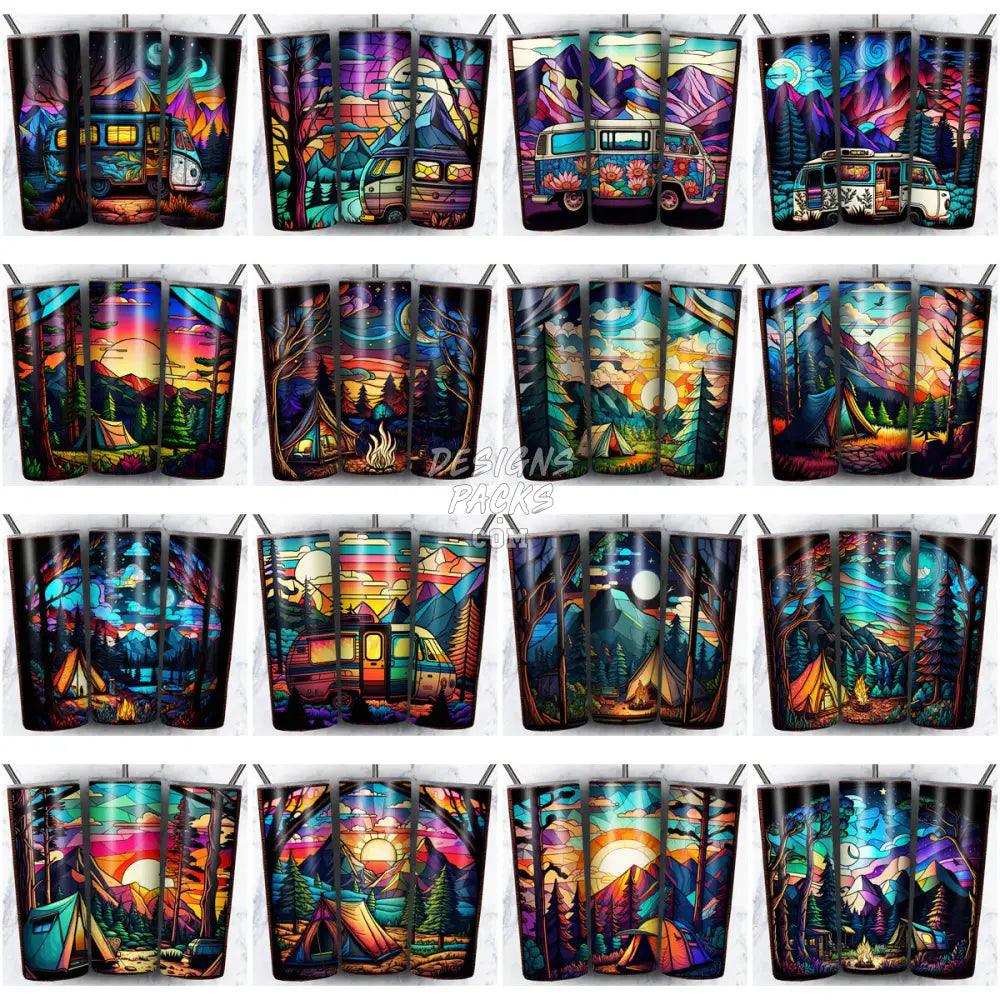 99 Stained Glass Camping Tumbler Wrap Bundle Jpg