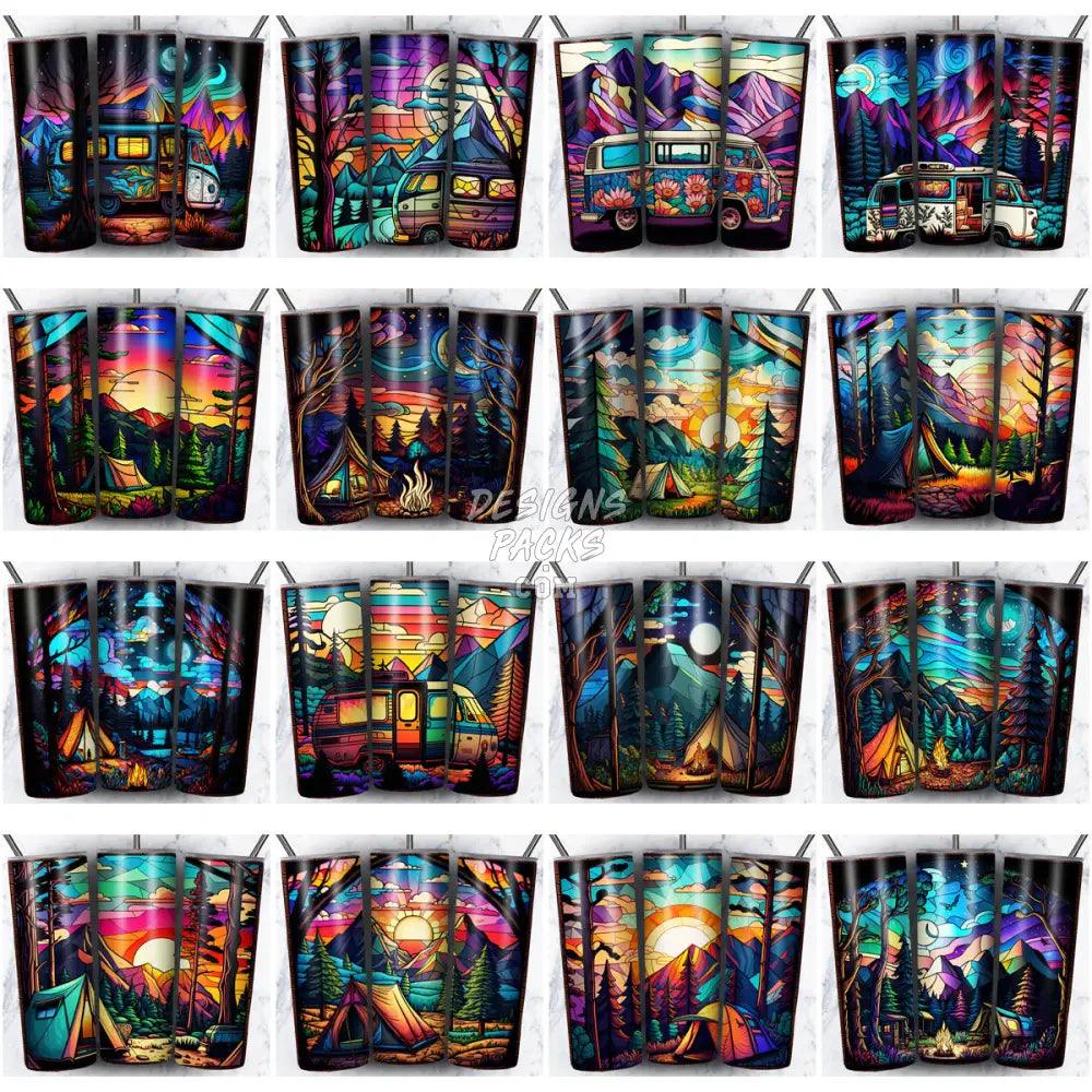 99 Stained Glass Camping Tumbler Wrap Bundle Jpg