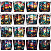 Load image into Gallery viewer, 99 Stained Glass Camping Tumbler Wrap Bundle Jpg
