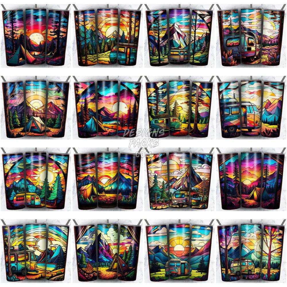 99 Stained Glass Camping Tumbler Wrap Bundle Jpg