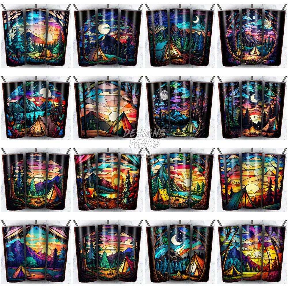 99 Stained Glass Camping Tumbler Wrap Bundle Jpg